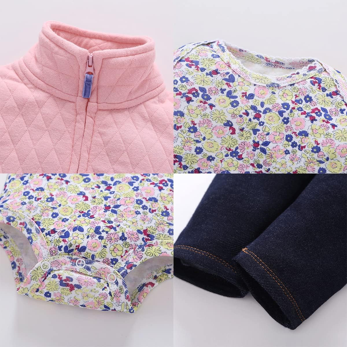 Infant Toddler Boy Girl Winter Fall Warm Clothes Outfit Romper Coat Pants Set