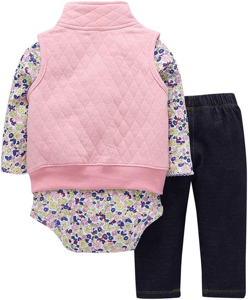 Infant Toddler Boy Girl Winter Fall Warm Clothes Outfit Romper Coat Pants Set